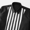 Luxury Striped Shirt Men Svart Vit Färg Slim Casual Långärmad Chemise Homme Male Bomullskjortor Plus Storlek