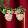 Godki mooie aardbei oorknopjes vrouwen bruiloft kubieke zirkoon Dubai bruids oorbel boucle d'Oreille 2021