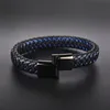 Hilos de cuentas de alta calidad para hombre, pulsera de cuero trenzado con costura de dos colores Punk clásico, joyería de moda Fawn22