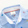 Vår Höst 8 9 10 År 130 140 cm Casual Barnkläder Långärmad Star Print Pocket Shirts för barn Baby Boys 210701