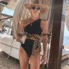 Jedno ramię One Piece Swimsuit 2022 Sexy Print Stroje Kąpielowe Kobiety Swimsuit Ruffle Kąpiel Kostium Beachwear Monokini Swim