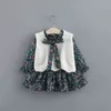 LZH Infant Party Dress New Autumn Winter Baby Velvet Vest+Long Sleeve Floral Print Dress For Baby Princess Dress Newborn Clothes G1129