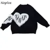 Neploe Love-heart Patch Design Maglione Pullover Donna Oversize Maglia allentata Top Mujer 2021 Maglioni a maniche lunghe Abbigliamento esterno Top Y1110