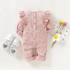 新生児の女の赤ちゃんの腐敗のラフルデザインの服の服の花の平らな長袖幼児ロンパース幼児ボディスーツブティックジャンプ111 Y2