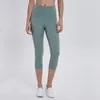 seamless womens yoga leggings suit cropped pants High Waist legging Align Threaded Sports mid calf Raising Hips Gym Wear Elastic Fi