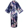 Exquis Imprimer Fleur Femmes Robe Kimono Robe Élégant Gris Long Peignoir Robe Satin Doux Matériel Mariée Robe De Mariée Vêtements De Nuit Y200429