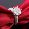 2021 New Arrival Classical Six Claw Moda Biżuteria 925 Sterling Silver Okrągły Cut White Topaz Pave CZ Diamond Eternity Kobiety Obrączka