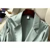 M-5xl plus storlek kvinnors sommar blazer koreansk stil elegant högkvalitativ ljus silke randig kostymjacka solskydd topp 210527