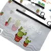 NEWLarge Capacity Transparent Pens Bag Women Cactus Plastic Pencil Bag Travel Make Up Beauty Toiletry Bags Female Makeup Organizer RRB11558