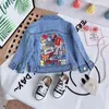 Fashion Baby Girls Blue Tooling Denim Jacket for Children Autumn Clothes Boys Cartoon Print Coat Outwear 211204