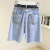 Women's Jeans Women 's Summer 2022 Korean Style High Waist Straight Split Ripped Denim Shorts Riding Figure Flattering Middle Pants