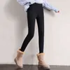 Winter Warm Leggings Women's Velvet Thick Slim Trousers Ladies Casual Solid Elastic Stretch Skinny Pencil Pant White Black 211215