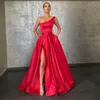 Red Evening Dresses 2021 With Dubai Middle East High Split Formal Gowns Party Prom Dress Sash Plus Size Vestidos De Festa Red Carpet