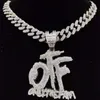 Pendant Necklaces Men Women Hip Hop ONLY THE FAMILY Letter Necklace With 13mm Miami Cuban Chain Iced Out Bling Hiphop Jewelry218b