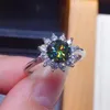 Solitaire 3CT Lab Green Moissanite Promise Ring 925 Sterling Silver Engagement Bröllop Band Ringar för Kvinnor Bröllop Smycken Gift