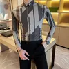 Высококачественные рубашки мужчины с длинным рукавом Slim Fit Формальные платья рубашки весенние повседневные повседневные рубашки для клетки Streetwear Blouseweat для социальной вечеринки 210527