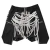IEFB streetwear lace up shorts zipper pocket overoles high street trend strings ropa negra para hombres moda 9Y4362 210716
