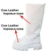 Meotina INS Genuine Leather Boot Knee High Design Platform Riding Thick Heel Ladies Autumn Winter White 211105