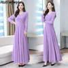 Herfst Winter Vintage Chiffon Boho Midi Jurk 2021 4XL Plus Size Sexy Casual Maxi Jurken Dames Party Lange Mouw Zwart Vestidos Y0726