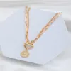 Pendant Necklaces Kpop Punk Style Carved Coin Thick Chain OT Buckle Necklace Vintage Metal Collar Choker Fashion Women Girls Jewelry 2021