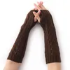 Fingerless Gloves 1Pair Women Winter Long Knitted Half Hollow Arm Sleeves Guantes Mujer M8694