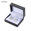 Lepton argent couleur croisés bouton de manchette en acier inoxydable rond boutons de manchette pour hommes cadeau mariage marié affaires boutons de manchette Gemelos