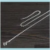 سلاسل قلادات المعلقات المجوهرات قلادة فاخرة المجوهرات 925 Sier Round Beads 2.0mm Center Trendy Style Drop