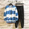 Patchwork Men's Sportswear Set Set Höst Spring Hoodies Casual TrackSuit Sweatshirt + Sweatpants Track Suit 211103