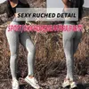 Seksi Booty Tayt Kadınlar Dokulu Pisti Butt Legging Fitness Spor Leggins Push Up Selülit Spor Pantolon Giysileri 211215