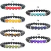 6 Designs Lavagestein Perlen Charms Armbänder Frauen Ätherisches Öl Diffusor Naturstein Perlen Armreif Für Männer Chakra Handwerk