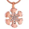 Pendentif Colliers Flocon De Neige Avec Incrustation De Cristal Bijoux De Crémation Cendres Collier Souvenir Pet Human Memorial Urne Mini Médaillon En Métal