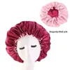 Wide Brimmed Bath Hat Plain Colour Hair Bonnets Silk Round Adjustable Buckle Fitted Hats Satin Head Wrap Bathroom Products Women