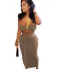 Summer Designer Women Two Piece Bra Dress Suit Sexy Crop Top Pleated Bandage Skirt Sets One Step Long Skirts Clubwear