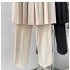 [EAM] High Elastic Waist Black Pleated Long Wide Leg Trousers New Loose Fit Pants Women Fashion Tide Spring Summer 2021 1DE0750 Q0801