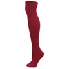 Mäns strumpor Custom logo solid färg vanlig bomull andas lång över knä kvinnor flickor höst vinter