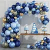 113pcs ballons métalliques bleus guirlande kit or confettis garçon adulte ballon arc anniversaire bébé douche décorations de fête de mariage 220225