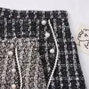 Ashgaily 2021 nuove gonne di tweed per le donne a vita alta gonne dimagranti autunno primavera bottoni minigonna di lana tweed 210309