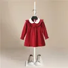 Babymeisje jurk 2020 nieuwe kleding herfst merk baby meisjes revers kinderkleding Engeland stijl katoen rechte kinderen jurken Q0716
