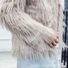 Manteau en fausse fourrure pour femmes en fourrure pour femmes femmes moelleux chaud à manches longues vêtements d'extérieur automne hiver veste poilue sans col pardessus grande taille