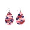 Independent Day Stars and Stripes Boucles d'oreilles en forme de larme Festivals Drapeau américain Boucles d'oreilles en cuir Wather Drop pour femmes Q0709