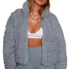 Women's Jackets Women Winter Long Sleeve Faux Fur Jacket Stand Collar Fuzzy Plush Warm Zip Up Oversized Coat Short Outwear With Pockets