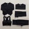 2 peças Set Workout Roupas Ginásio Ginásio Yoga Fitness Sportswear Crop Top Sports Sutiã Leggings Seamless Wear Outfit Suit 210802