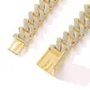 Łańcuchy 20mm Big Heavy Solid Cuban Link Łańcuch Hip Hop CZ Kamień Beton Bling Iced Out Square Curb Chokers Naszyjniki Dla Mężczyzn Rapper Biżuteria