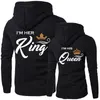 Hennes kung hans drottning par hooded tröja tröja casual brev långärmad vinter kvinnor hoodies söt hoody 201217
