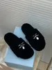 2021SS Moda feminina Flippers planos de 20 mm Terry Slide Sandal Logo Logotipo de Sandals S-Shearling de S-Shearling