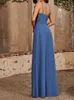 Vestido de dama de honra chiffon aline com um corpete drapeado e tiras de espaguete destacáveis