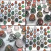 Vigselringar Smycken 50pcs / Lot Vintage Big Natural Stone Rose Quarts, Guld Sand Sten, Grön Jadee, Opal Mixed Size 220115 Drop Leverans 20