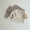 Spring Arrival Girls Long Sleeve Striped T Shirt Kids Korean Design Tops Clothes 210528
