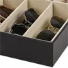 Boîte de rangement de lunettes de soleil avec fenêtre, vitrine de lunettes en cuir imitation, organisateur de rangement, collecteur 8 fentes 45 S2