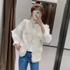 Femme Gilet Veste Veste Sans Manche Fringe Stitching Fake Pocket Kurtka Damska Wiosenna Tweed All-Match Loose Sleeveless 210817